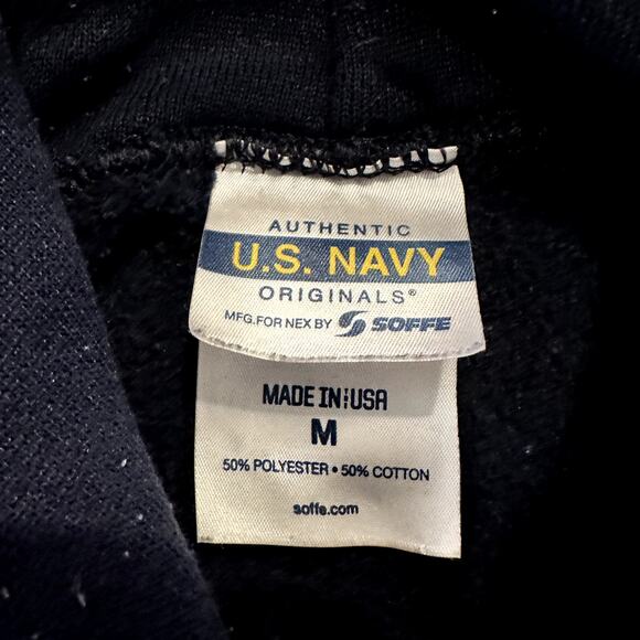 U.S Navy Gym Fitness Reflective Logo Front & Back Blue Pullover Hoodie Medium - Picture 3 of 7